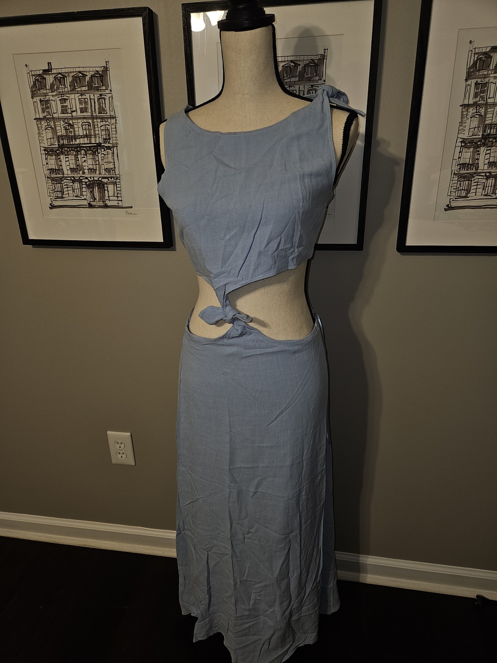 Light Blue Cutout Maxi Dress - Women's